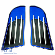 Side Fender Vents Car Decorative Ducts Blue / Chrome 16x8.5cm 2 Pieces