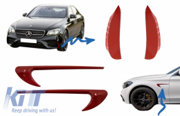 Side Fender Vents Trim Wing with Front Flaps Side Fins Flics suitable for MERCEDES E-Class W213 S213 Red Edition - COWOMBRFF