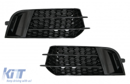 Side Grilles Fog Lamp Covers suitable for Audi A1 8X (2010-2015) RS1 Design Piano Black - SGAUA18XRSB