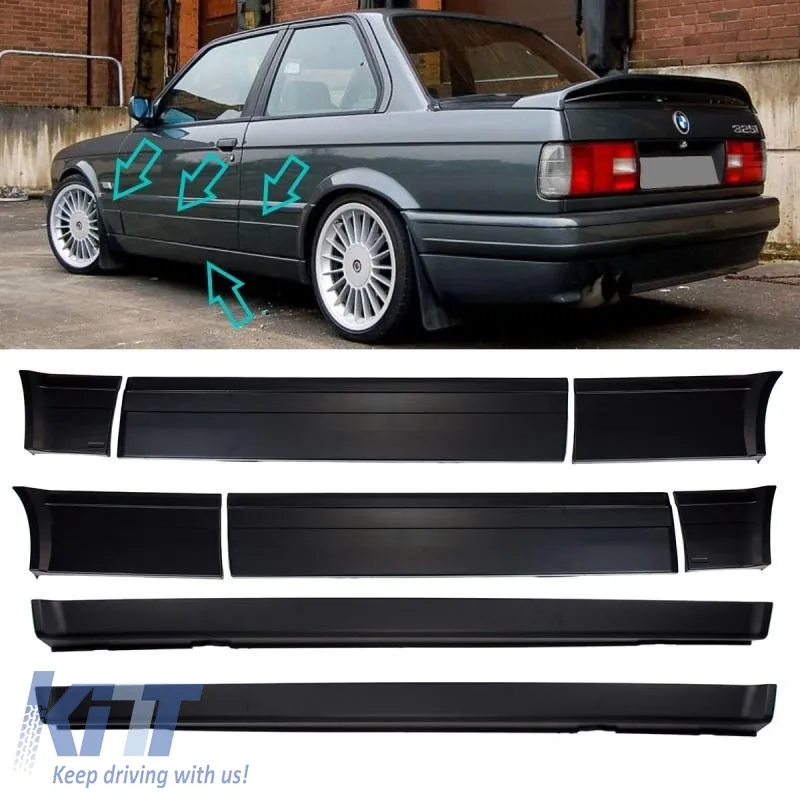 Side Skirts & Door Strips Suitable for BMW 3 E30 82-94 2D M-Technik 2 From ABS Plastic 8 pc