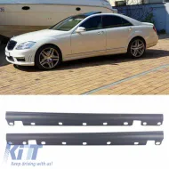 Side Skirts suitable for Mercedes-Benz S-Class W221 06-13 A Design S65 Look Long From Abs Plastic 2 pcs-image-6294515