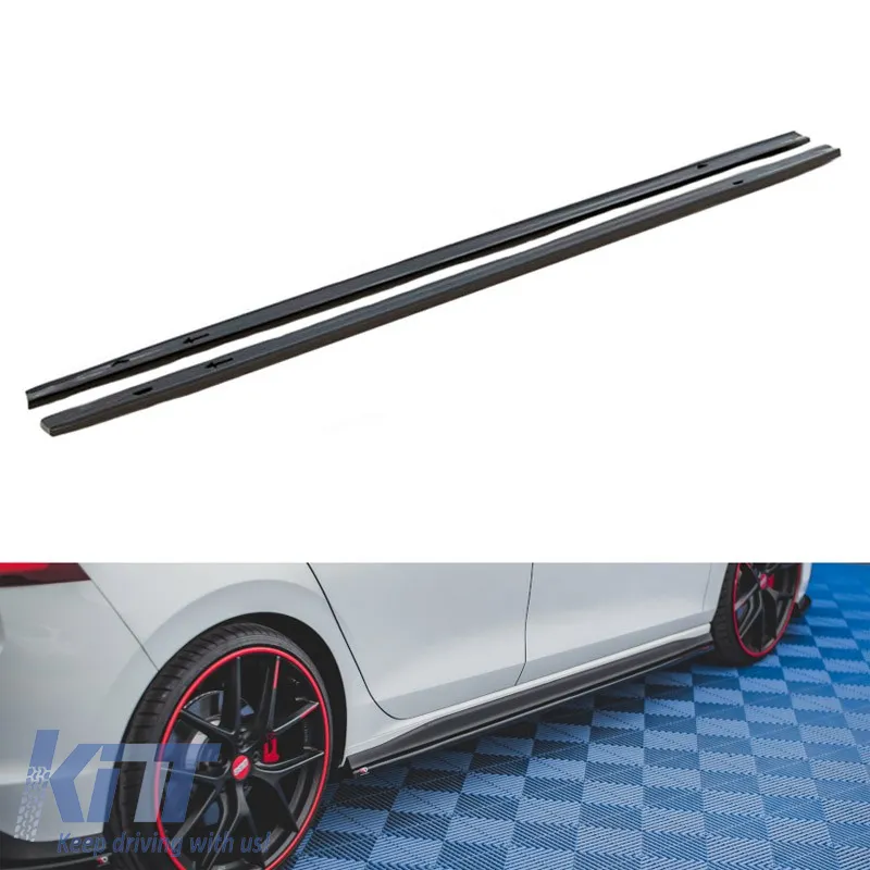 Side Skirts suitable for VW Golf VIII (8) 20+ Add on GTI & R Skirt Glossy Black From Abs Plastic Maxton Design 2 pc