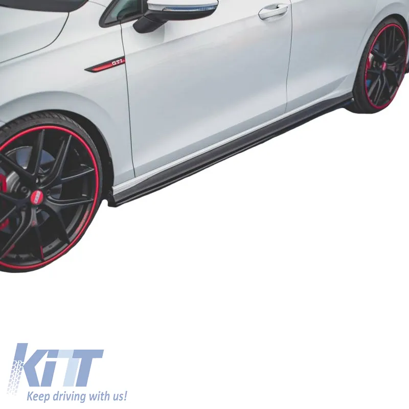 Side Skirts suitable for VW Golf VIII (8) 20+ Add on GTI & R Skirt Glossy Black From Abs Plastic Maxton Design 2 pc
