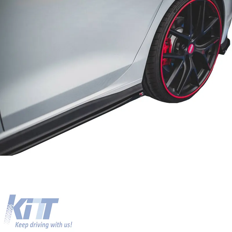 Side Skirts suitable for VW Golf VIII (8) 20+ Add on GTI & R Skirt Glossy Black From Abs Plastic Maxton Design 2 pc