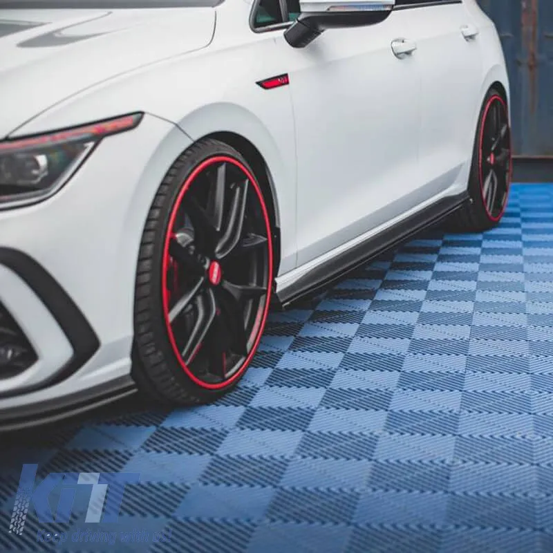 Side Skirts suitable for VW Golf VIII (8) 20+ Add on GTI & R Skirt Glossy Black From Abs Plastic Maxton Design 2 pc