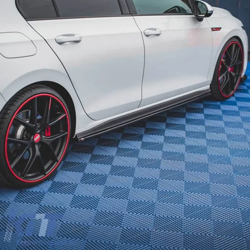 Side Skirts suitable for VW Golf VIII (8) 20+ Add on GTI & R Skirt Glossy Black From Abs Plastic Maxton Design 2 pc