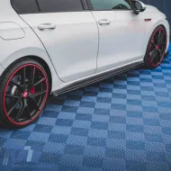 Side Skirts suitable for VW Golf VIII (8) 20+ Add on GTI & R Skirt Glossy Black From Abs Plastic Maxton Design 2 pc-image-6303095