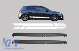 Side Skirts with Side Decals Sticker Vinyl White suitable for VW Golf VI Golf 6 (2008-2014) GTI Design - COSSVWG6GTIG5W