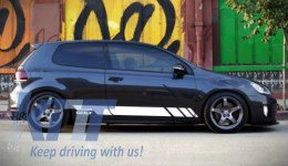 Side Skirts with Side Decals Sticker Vinyl White suitable for VW Golf VI Golf 6 (2008-2014) GTI Design-image-6046370