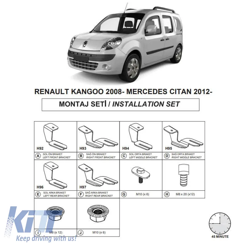 Side Step Brackets (Dma) suitable for Mercedes-Benz Citan 2013-2021 Mvn W415 / Renault Kangoo 2008-2015