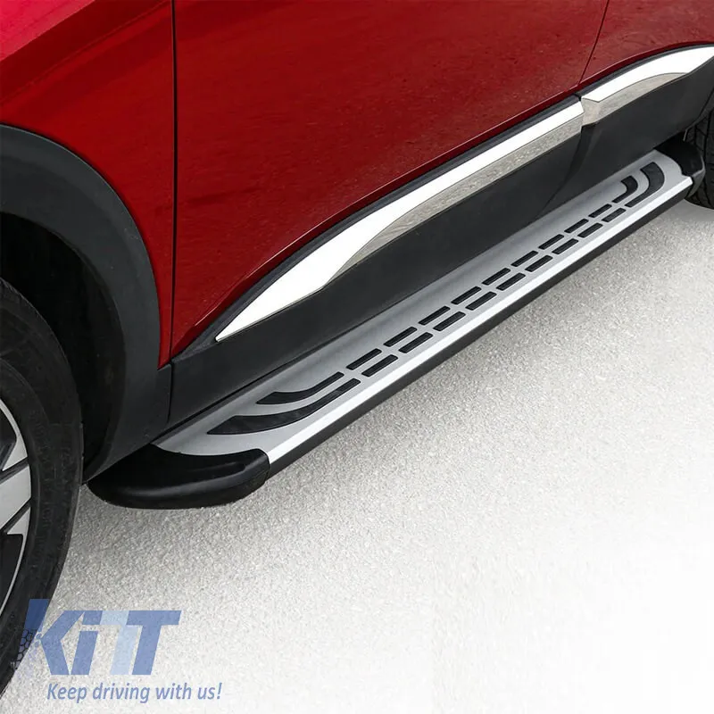 Side Steps FABA (Silver-Black-243cm) 2 Pieces Aluminium Without Brackets