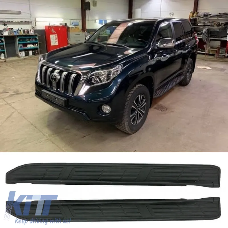 Side Steps Running Boards suitable for Toyota Land Cruiser Prado FJ150 2010+ Black 2 pcs