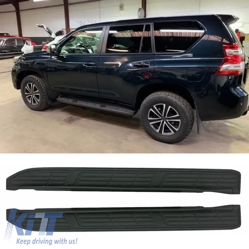 Side Steps Running Boards suitable for Toyota Land Cruiser Prado FJ150 2010+ Black 2 pcs