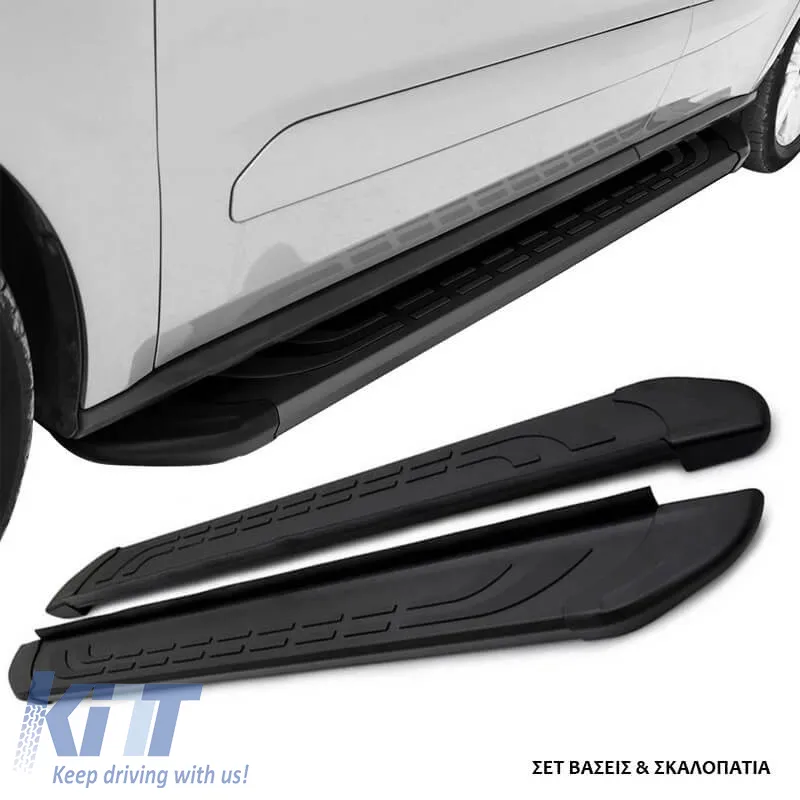 Side Steps with Brackets suitable for Ford Ranger 2006-2011 / Mazda BT-50 2007-2012 FABA Black 193cm 2 Pieces Aluminium