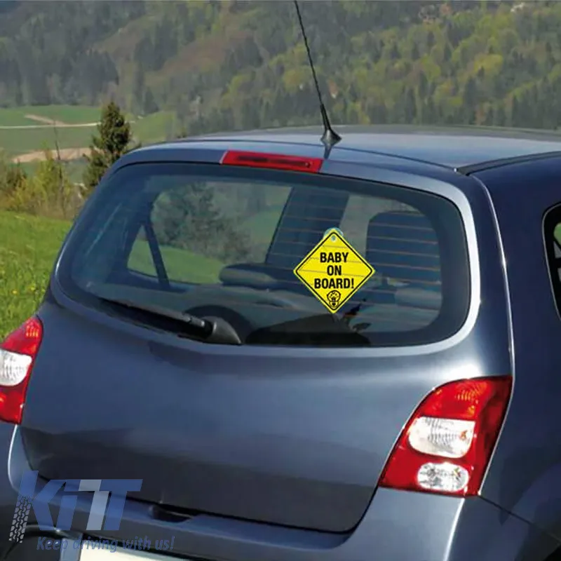 Sign "Baby On Board" Plexiglas With Suction Cup Yellow ΒΑΒΥUUΚ 12.5cm x 12.5cm 1 Piece