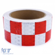 Signalband selbstklebendes Markierungsband Barriereband reflektierend kariert 10m-image-6199149