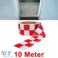Signalband selbstklebendes Markierungsband Barriereband reflektierend kariert 10m-image-6199151