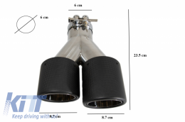Silenciador Doble Puntas Escape fibra carbono mate Entrada 6 cm / 2.36 pulgadas-image-6043966