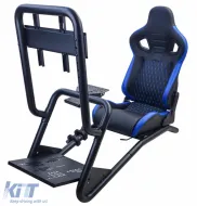 Sim Racing Komplett-Set Rohr 50mm Cockpit Sim Rig inkl. Sportsitz Schwarz Blau-image-6327938