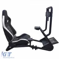 Sim Racing Komplett-Set Rohr 50mm Cockpit Sim Rig inkl. Sportsitz Schwarz Weiss-image-6327955