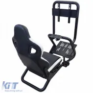 Sim Racing Komplett-Set Rohr 50mm Cockpit Sim Rig inkl. Sportsitz Schwarz Weiss-image-6327956