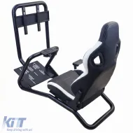 Sim Racing Komplett-Set Rohr 50mm Cockpit Sim Rig inkl. Sportsitz Schwarz Weiss-image-6327957