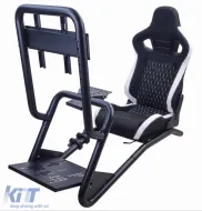 Sim Racing Komplett-Set Rohr 50mm Cockpit Sim Rig inkl. Sportsitz Schwarz Weiss-image-6327958