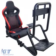 image-41-Sim Racing Komplett-Set Rohr 50mm Cockpit Sim Rig inkl. Sportsitz Schwarz Rot