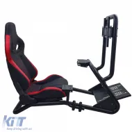 Sim Racing Komplett-Set Rohr 50mm Cockpit Sim Rig inkl. Sportsitz Schwarz Rot-image-6327965