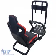 Sim Racing Komplett-Set Rohr 50mm Cockpit Sim Rig inkl. Sportsitz Schwarz Rot-image-6327966