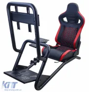 Sim Racing Komplett-Set Rohr 50mm Cockpit Sim Rig inkl. Sportsitz Schwarz Rot-image-6327968