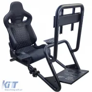 image-39-Sim Racing Komplett-Set Stahlrohr 50mm Cockpit Sim Rig inkl. Sportsitz Schwarz
