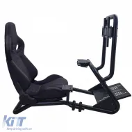 Sim Racing Komplett-Set Stahlrohr 50mm Cockpit Sim Rig inkl. Sportsitz Schwarz-image-6327945