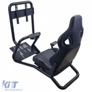 Sim Racing Komplett-Set Stahlrohr 50mm Cockpit Sim Rig inkl. Sportsitz Schwarz-image-6327947