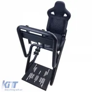 Sim Racing Komplett-Set Stahlrohr 50mm Cockpit Sim Rig inkl. Sportsitz Schwarz-image-6327949