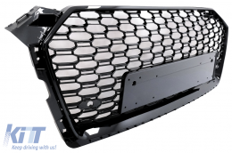 Sin Emblema Parrilla delantera para AUDI A5 F5 2017-2019 RS Look Negro brillante-image-6071177