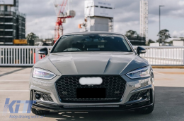Sin Emblema Parrilla delantera para AUDI A5 F5 2017-2019 RS Look Negro brillante-image-6071183