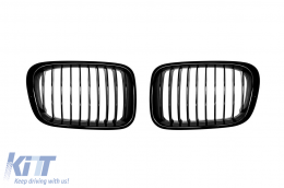 Single rib kidney grilles in black lacquer suitable for BMW 3 Series E46 sedan, E46 touring 1998-2001 - ABBMGR6008337