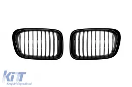 image-35-Single rib kidney grilles in black lacquer suitable for BMW 3 Series E46 sedan, E46 touring 1998-2001