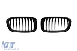 image-4-Single rib kidney grilles in black lacquer suitable for BMW 1 Series F20 5-door, F21 3-door 2015-2019