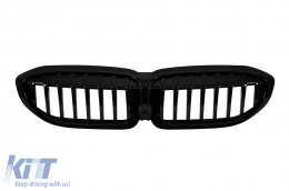 Single rib kidney grilles in black lacquer suitable for BMW 3 Series G20 sedan, G21 touring 2019-2022 - ABBMGR6009194
