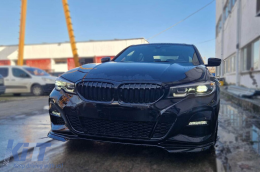 Single rib kidney grilles in black lacquer suitable for BMW 3 Series G20 sedan, G21 touring 2019-2022-image-6146221