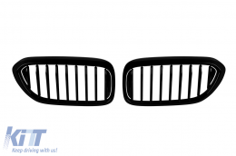 Single rib kidney grilles in black lacquer suitable for BMW 5 Series G30 sedan, G31 touring 2017-2020 - ABBMGR6009213