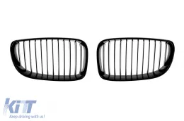 image-4-Single rib kidney grilles in black lacquer suitable for BMW 1 Series E81, E82, E87, E88 2007-2011