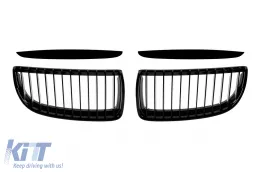 image-6-Single rib kidney grilles in black lacquer suitable for BMW 3 Series E90, E91 2005-2007