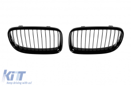 Single rib kidney grilles in black lacquer suitable for BMW 3 Series E90, E91 2008-2011 - ABBMGR6009316
