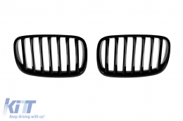 Single rib kidney grilles in black lacquer suitable for BMW X5 E70 2007-2013, X6 E71 2008-2011