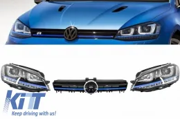 image-24-Sklop Prednja svijetla 3D LED žaruljica DRL + rešetka prikladna za VW Golf 7 VII (2012-2017) Plava GTE izgled