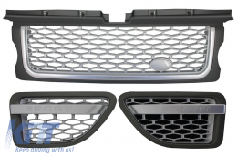 image-13-Sklop središnje rešetke i bočnih ventilacijskih otvora prikladan za Land Range Rover Sport L320 (2005-2008) Autobiografija Look Srebrni Edition
