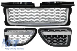 image-28-Sklop središnje rešetke i bočnih ventilacijskih otvora prikladan za Land Range Rover Sport L320 (2005-2008) Autobiografija Look Black Srebrni Edition